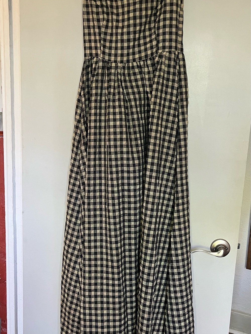 NWOT - Black and Cream Gingham Maxi Dress - Women